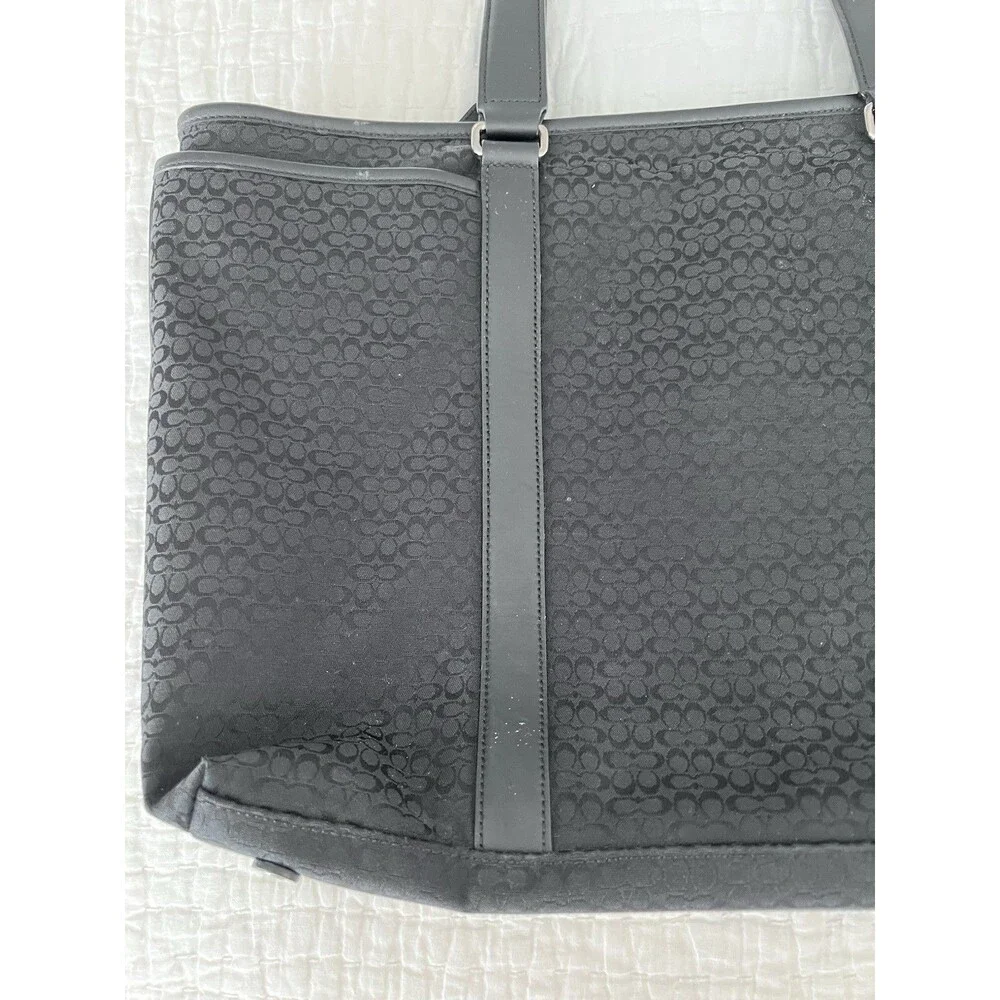 COACH Large Black Canvas Logo Laptop Work Bag